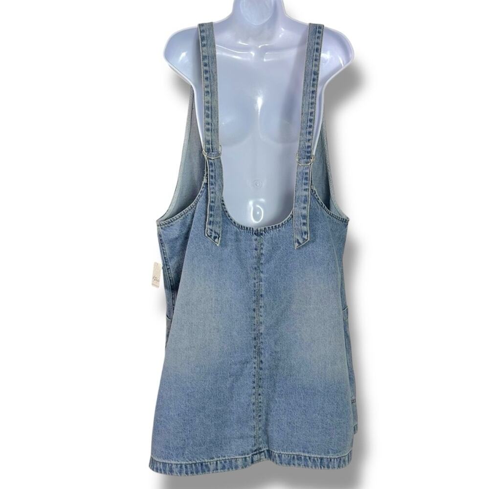 We The Free Light Wash Denim Pinafore Mini Dress Re-Posh - Picture 9 of 15